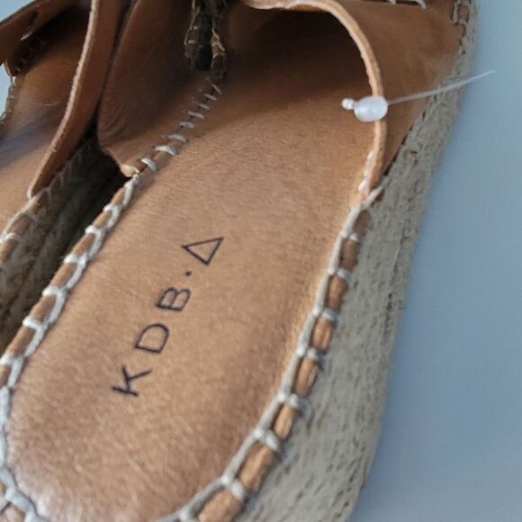 Kelsey Dagger Brooklyn women's Golden Tan Leather Wedge Slip on Shoes size 9 - Picture 6 of 13